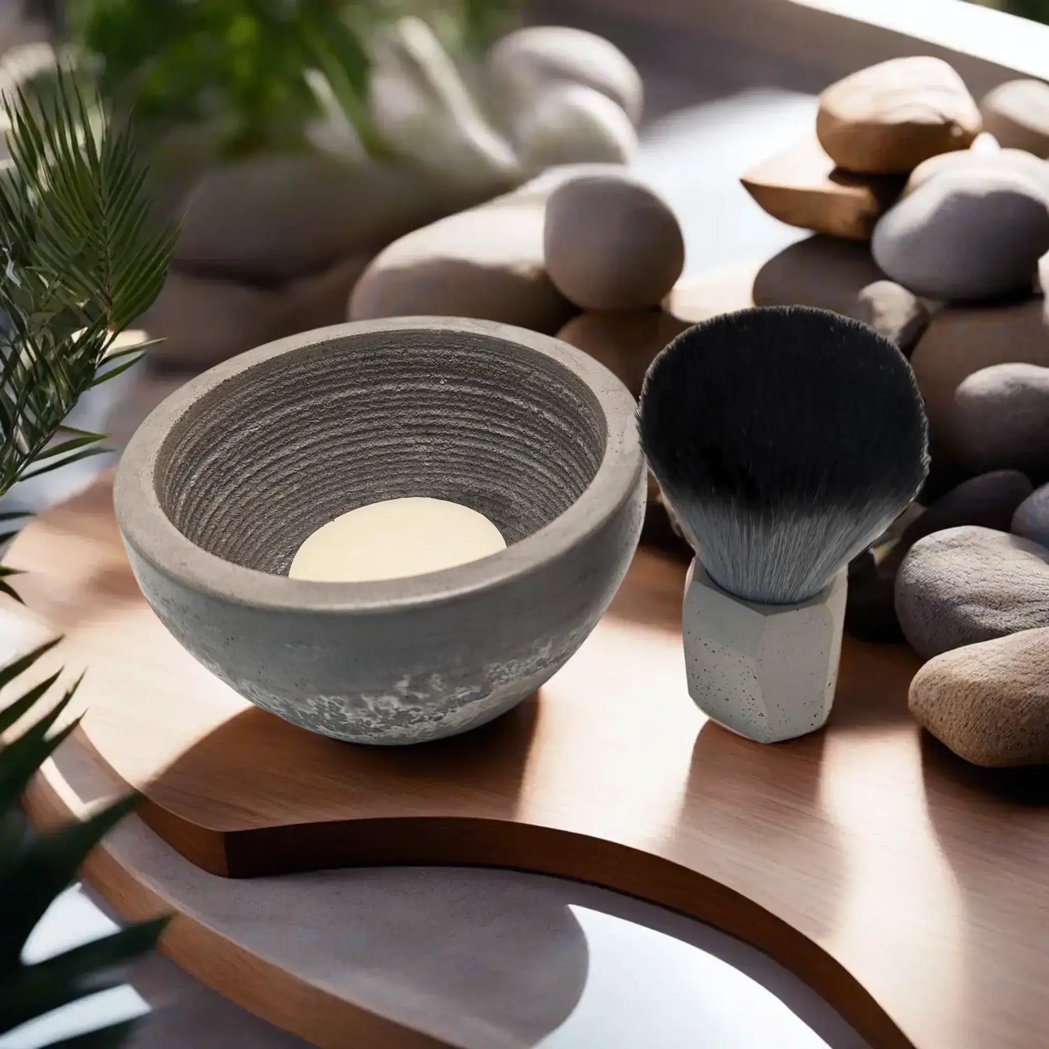 Mottled Stonework Shaving Bowl Set